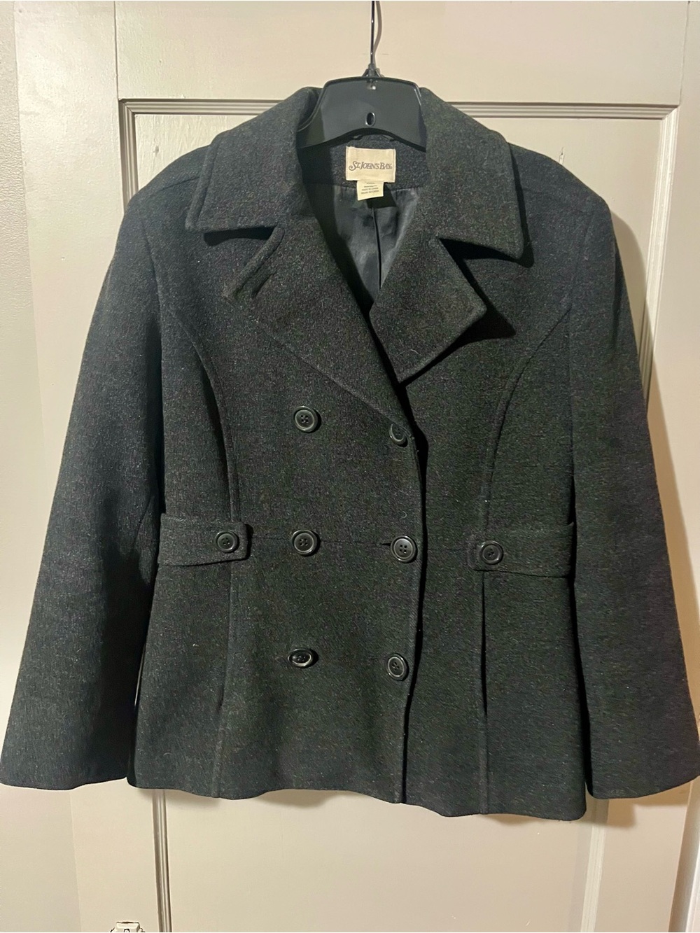 St. John's Bay Women's Black Double-Breasted Peacoat
